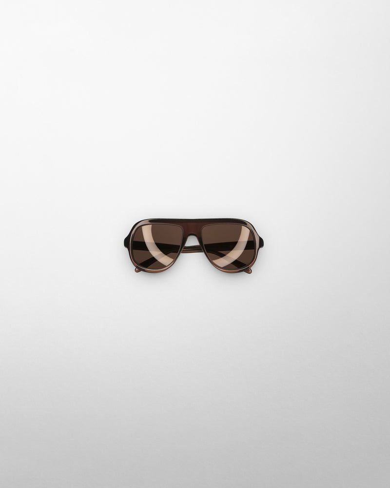 Phoebe Philo Aviator-Sonnenbrille aus dunklem braunem Acetat mit getönten Gläsern, Oversize-Wrap-Around-Gestell