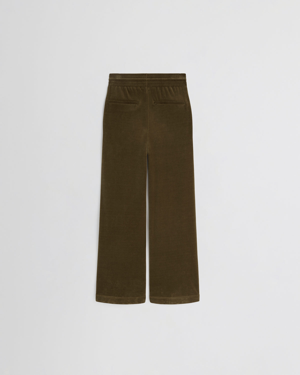 Phoebe Philo pantalon velours kaki dos avec poches passepoilées et ceinture froncée élastique