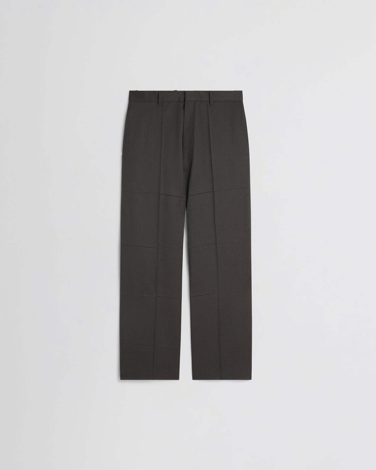 Pantaloni dritti Phoebe Philo in lana verde bronzo con cuciture sartoriali e vestibilità ampia a gamba larga