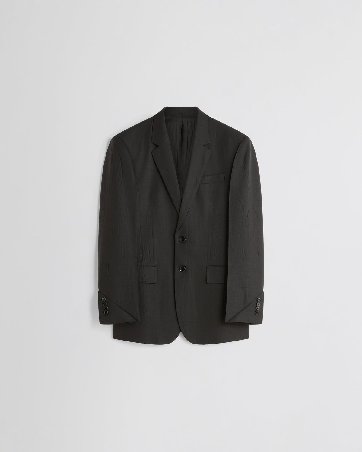 Phoebe Philo veste napolitaine oversize en laine texturée vert bronze, col cranté et boutons ton sur ton