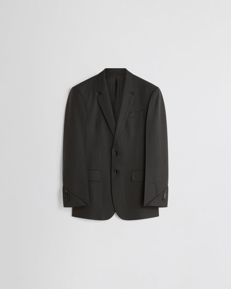 Phoebe Philo veste napolitaine oversize en laine texturée vert bronze, col cranté et boutons ton sur ton
