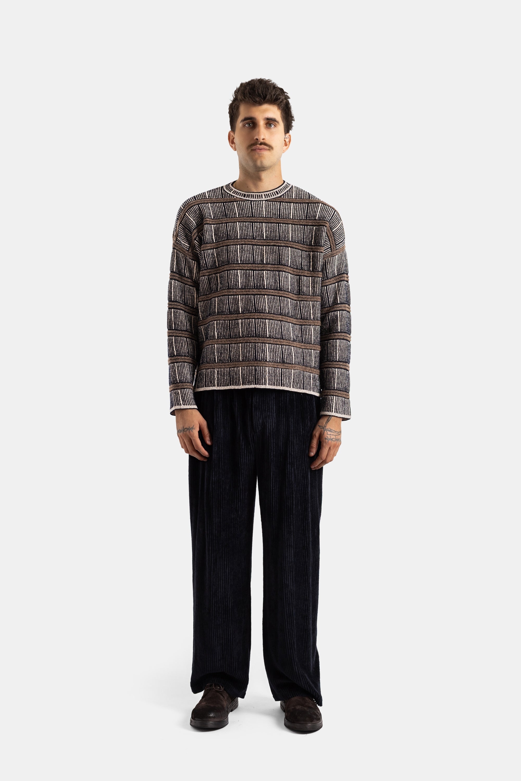 Giorgio Armani Striped Ribbed Silk and Wool Knit Sweater | Actuel B