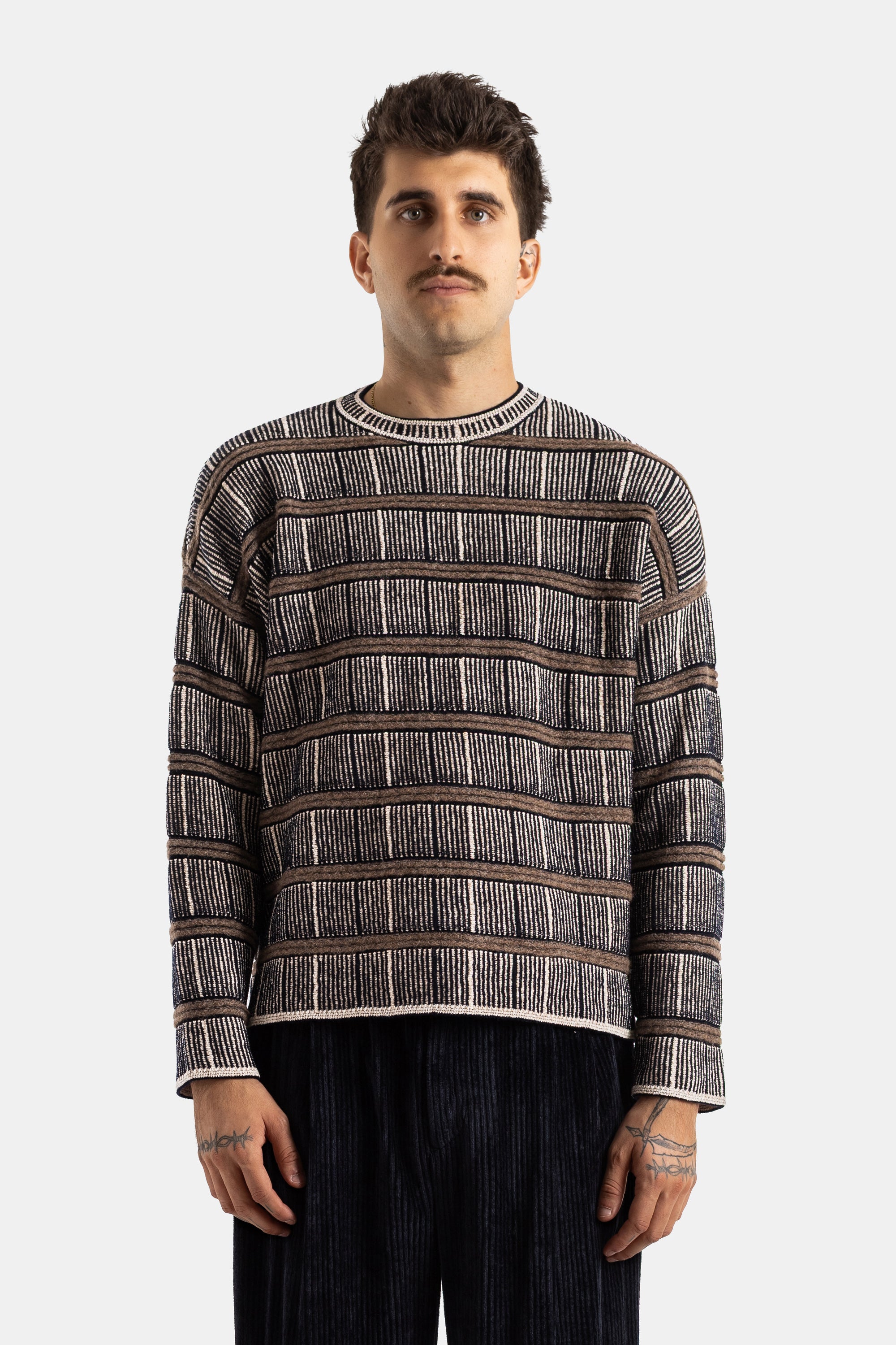 Giorgio Armani Striped Ribbed Silk and Wool Knit Sweater | Actuel B
