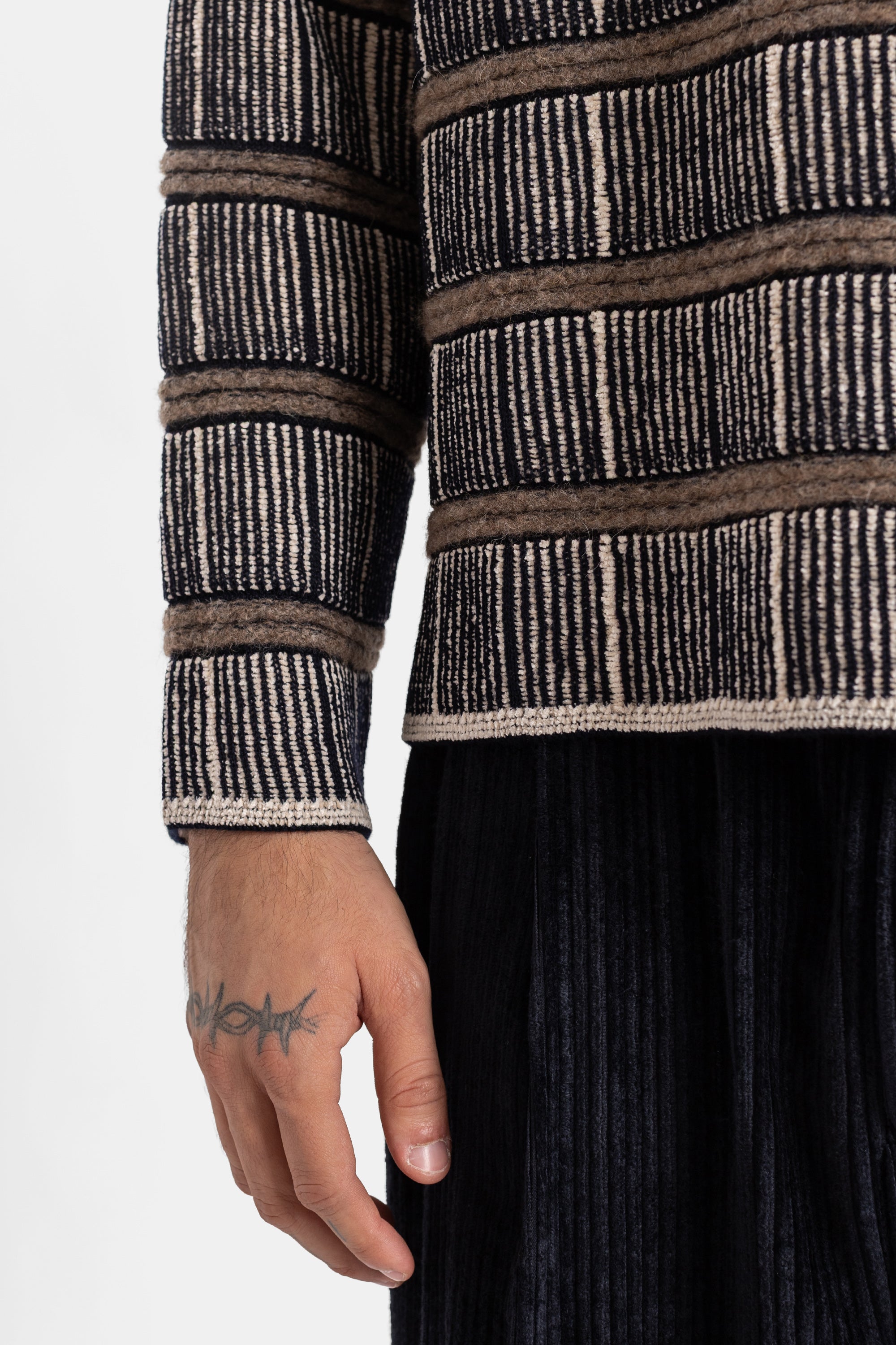 Giorgio Armani Striped Ribbed Silk and Wool Knit Sweater | Actuel B