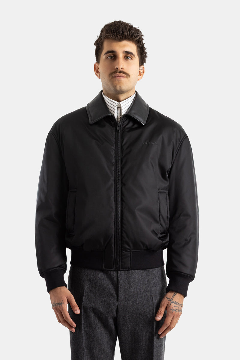 Balenciaga bombers Cocoon noir coupe oversize col en cuir manches longues bords-côtes homme