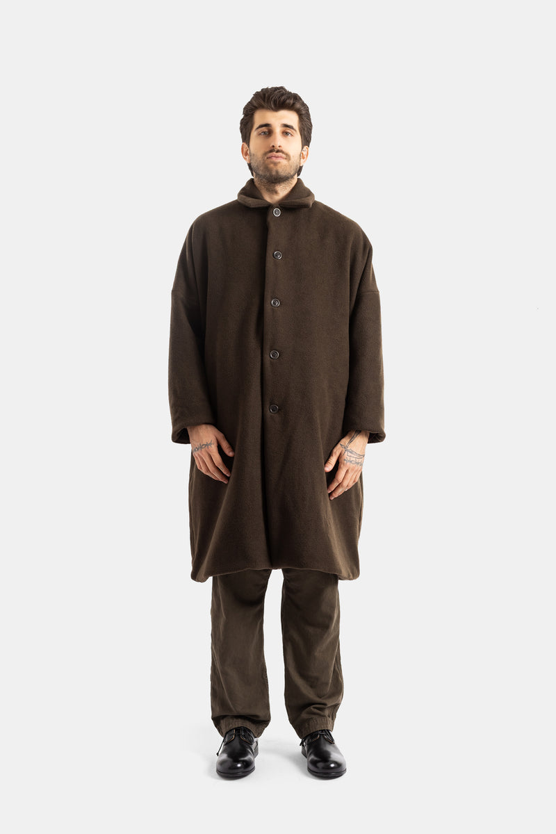 Casey Casey manteau Big Blobby oversize col montant cachemire brossé brun chocolat coupe volumineuse