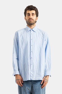 Camicia Ikla in cotone stropicciato azzurro - S