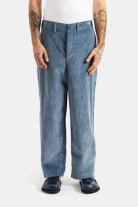 Wijde Abello pantalon van blauw ribfluweel - XS