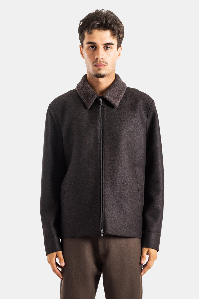Veste golf en laine pressée marron foncé