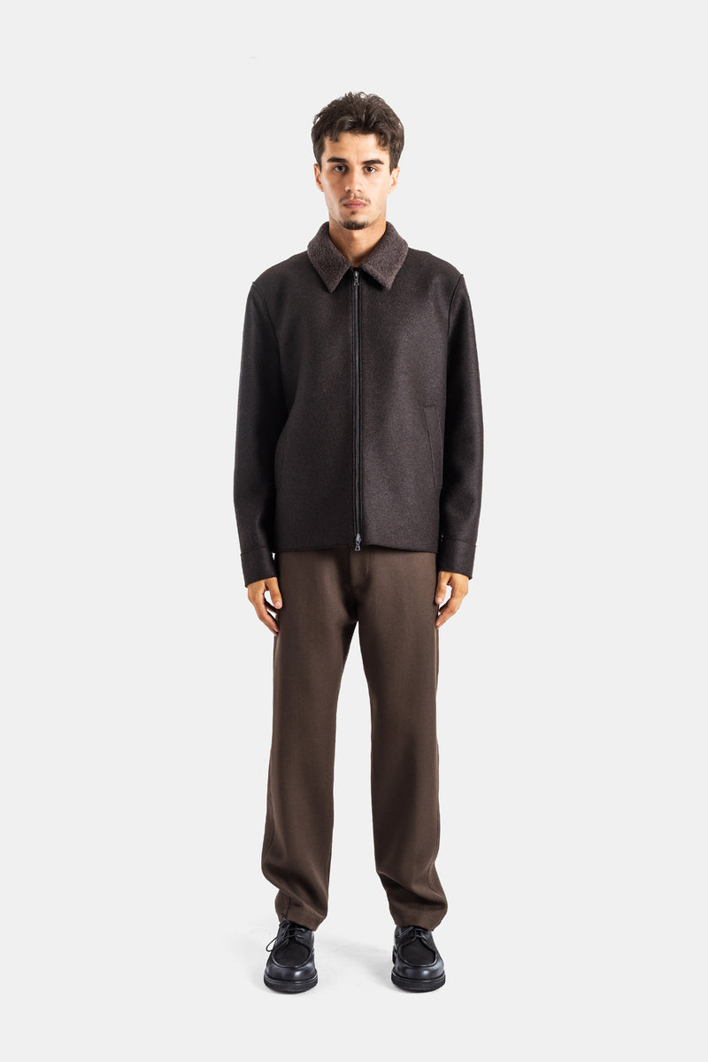 Veste golf en laine pressée marron foncé