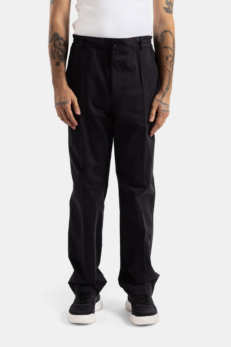 Moncler pantalon droit à pinces en coton noir coupe ample taille haute pour homme