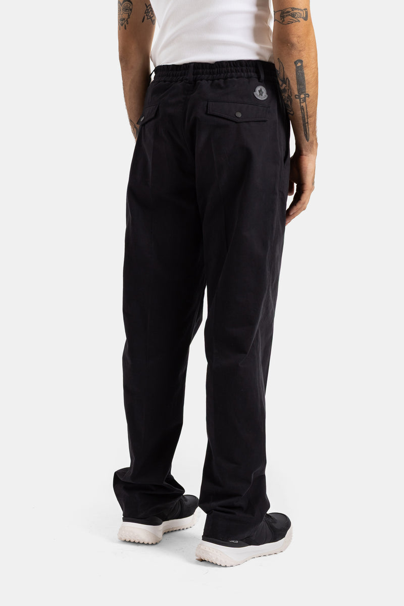 Moncler pantalon coton noir dos poche cargo boutonnée logo patch élastique ceinture homme