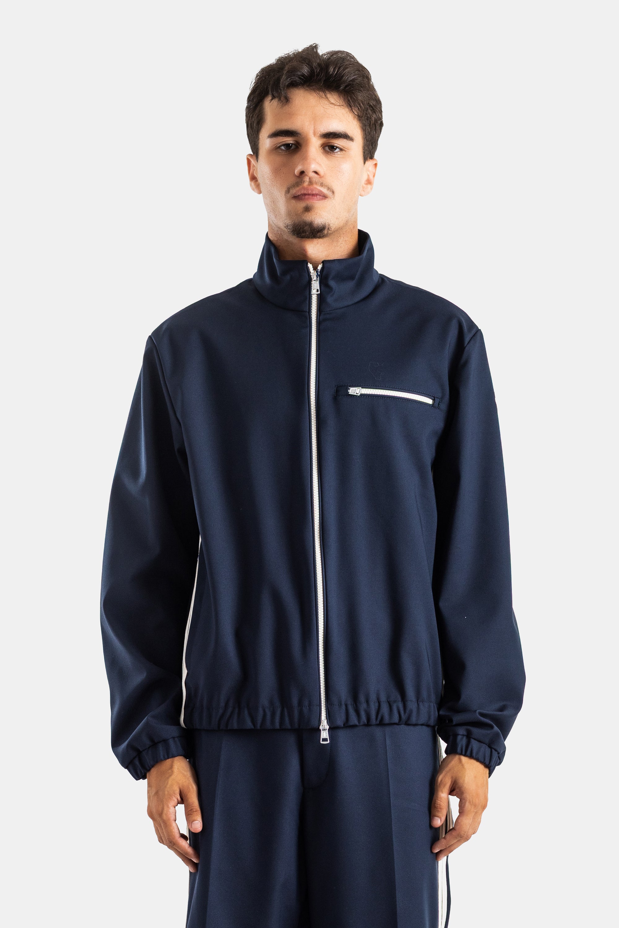 Moncler Navy Blue Stretch Zipped Fourioun Jacket | Actuel B