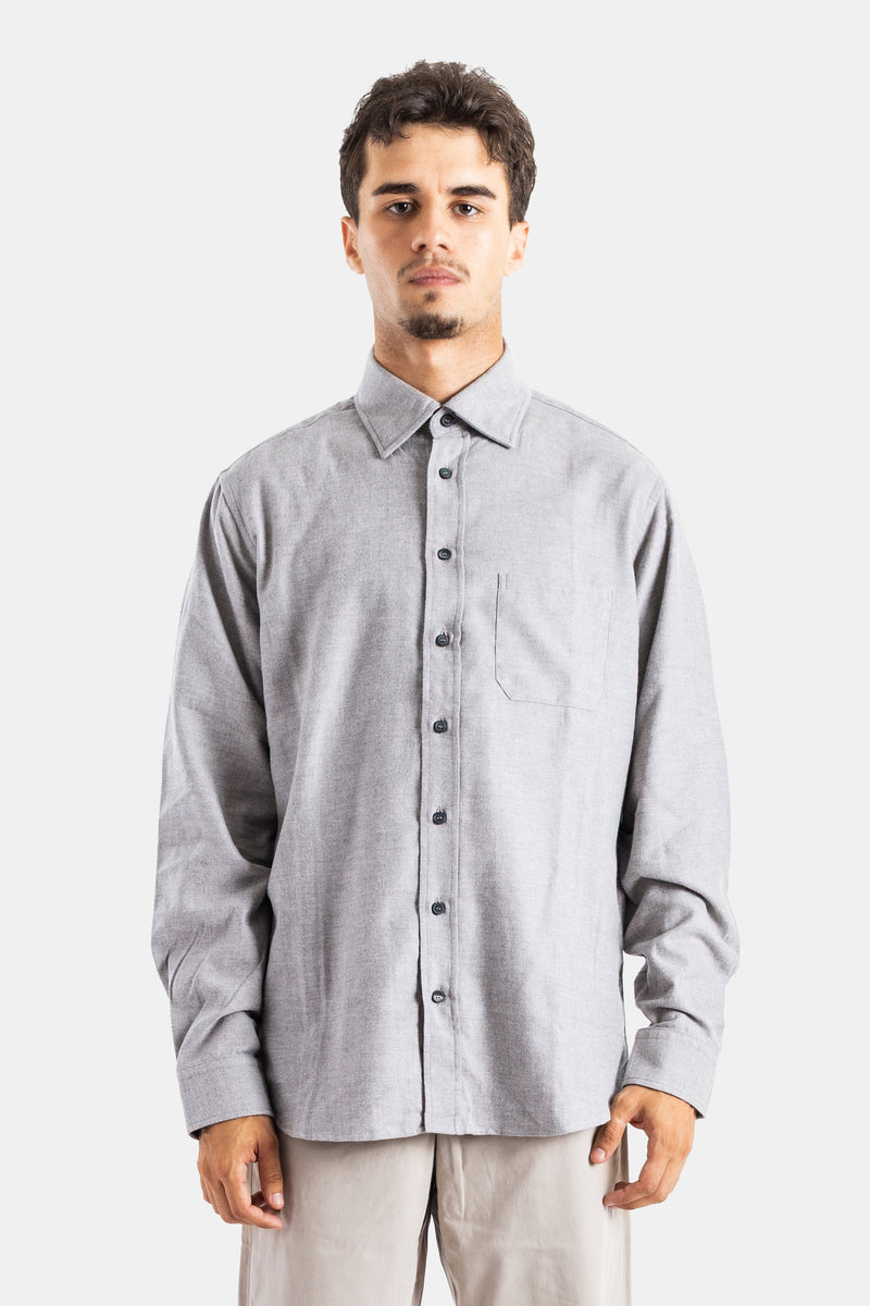 Sease chemise Classica BD 2.0 coupe oversize col classique manches longues en flanelle grise chiné homme