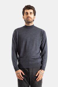 Maglione Harcourt a collo alto in lana merino grigio antracite - S