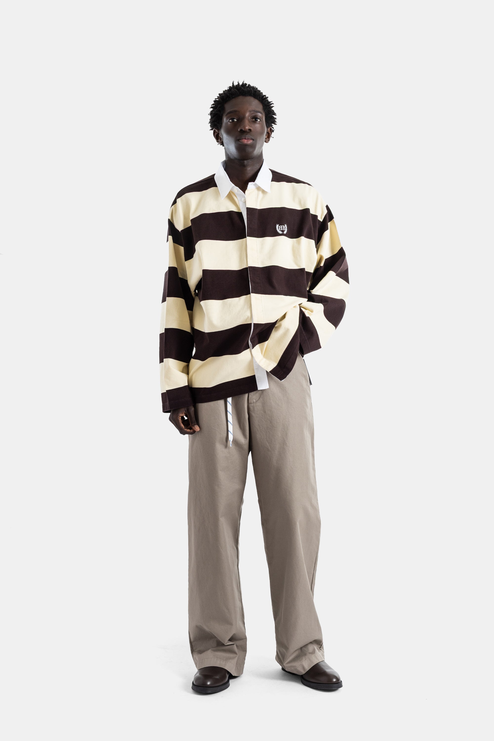 Balenciaga sand cotton wide chino trousers | Actuel B