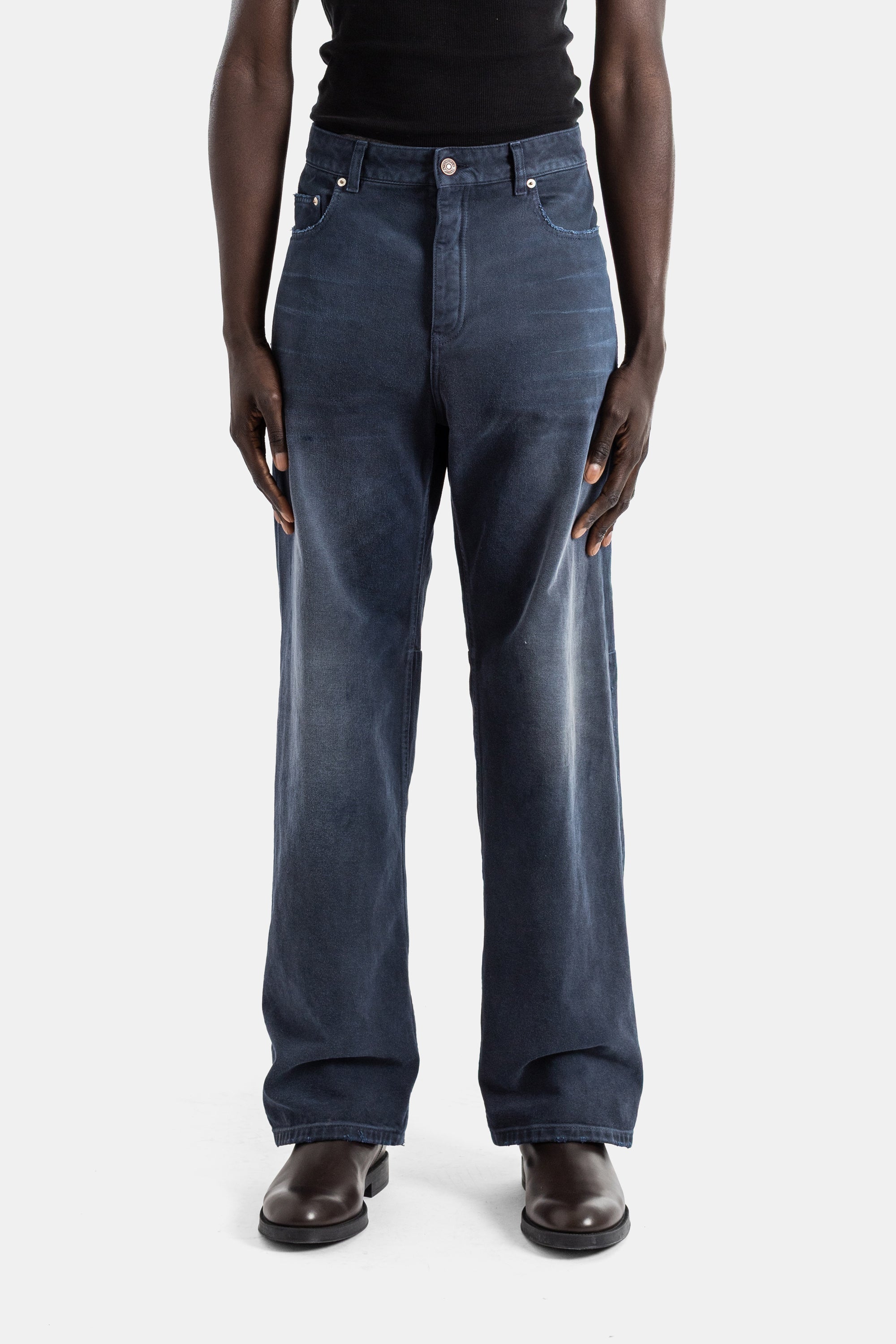 Curved Knee Jellyfish Navy Denim Pants Balenciaga | Actuel B
