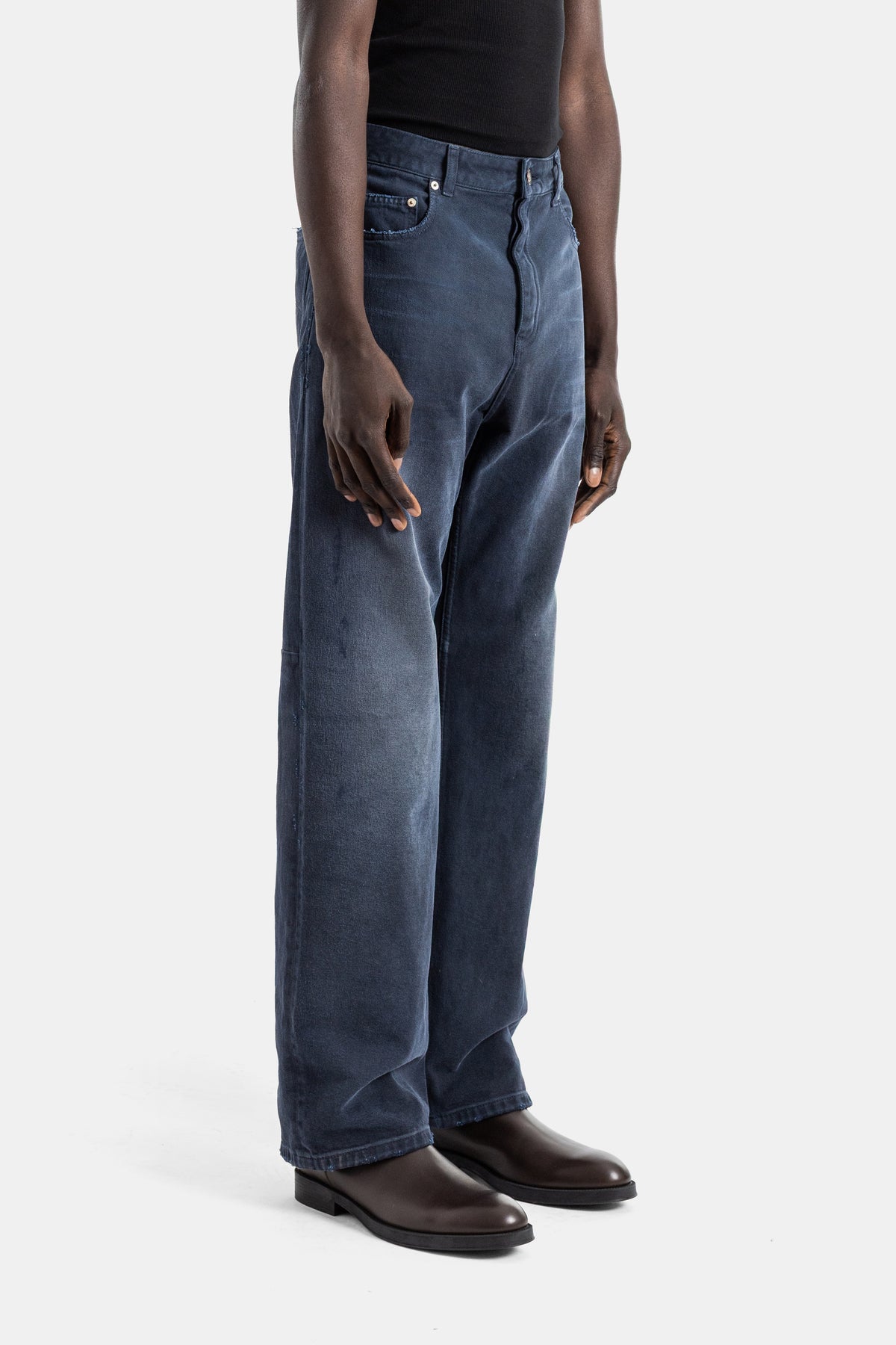 Jean Curved Knee Jellyfish bleu nuit overdyed