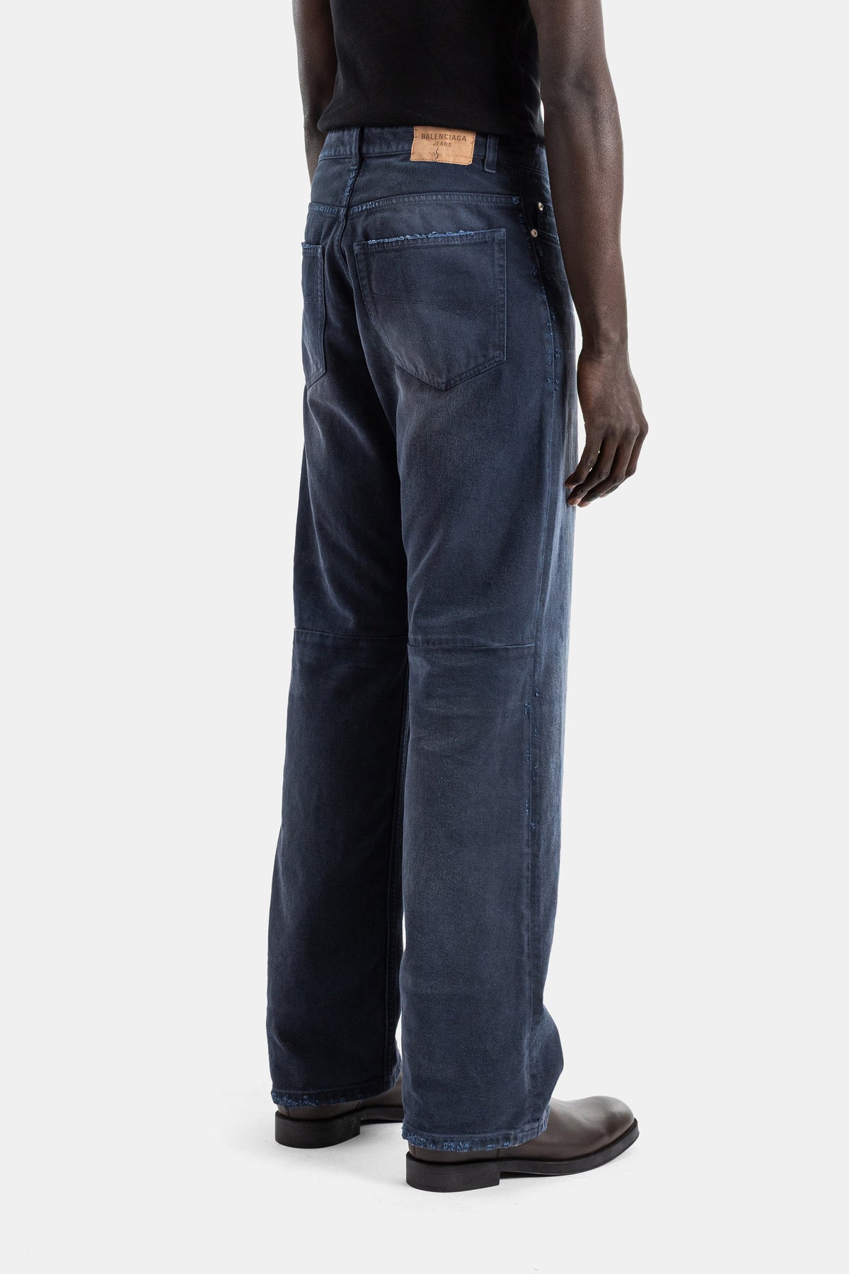 Jean Curved Knee Jellyfish bleu nuit overdyed