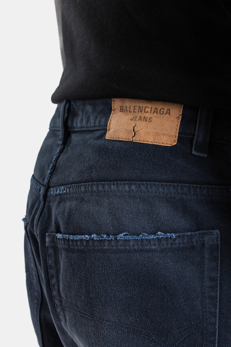 Jean Curved Knee Jellyfish bleu nuit overdyed