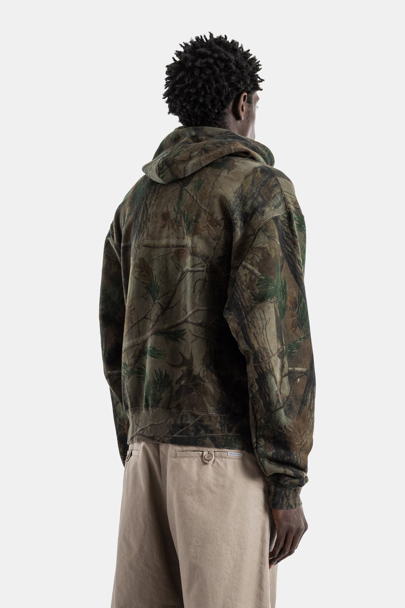 Zip-up hoodie cotton dry fleece forest camo print Diamond B