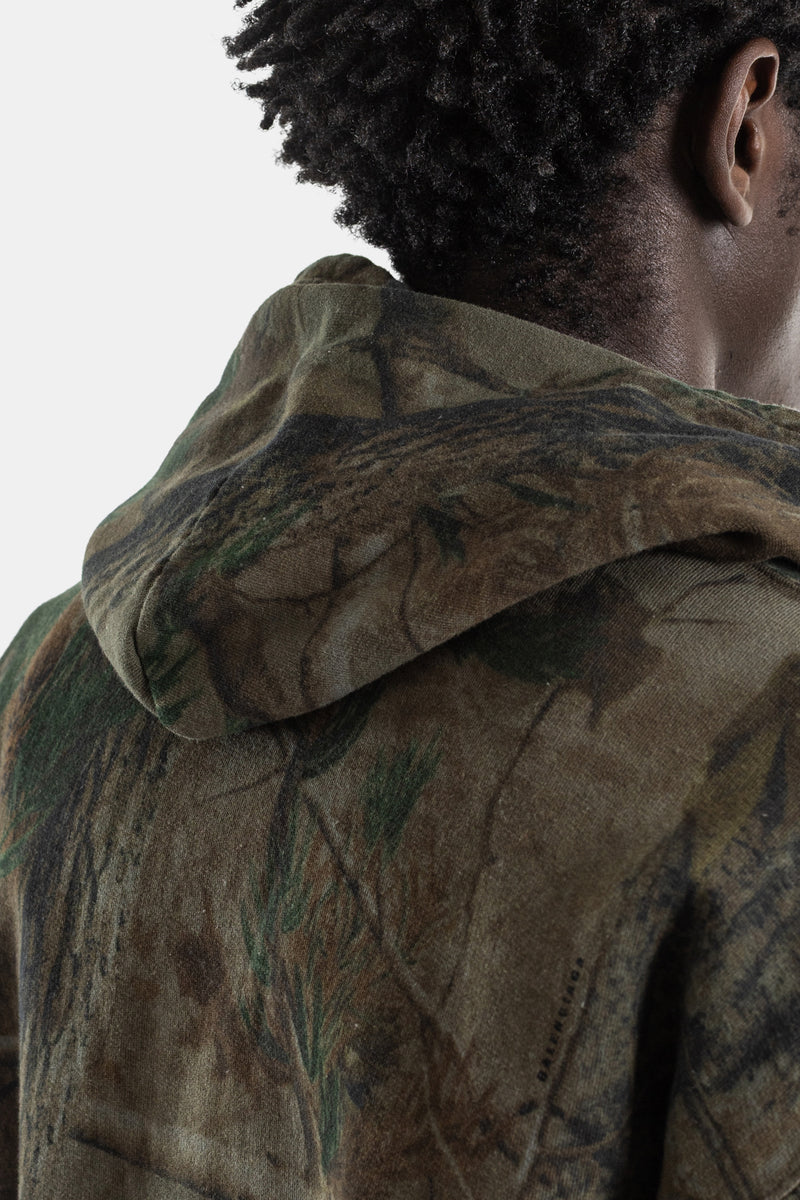 Zip-up hoodie cotton dry fleece forest camo print Diamond B