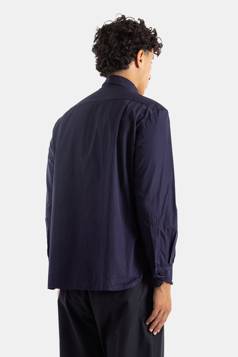 Camisa de linho amarrotado às riscas azul lavanda