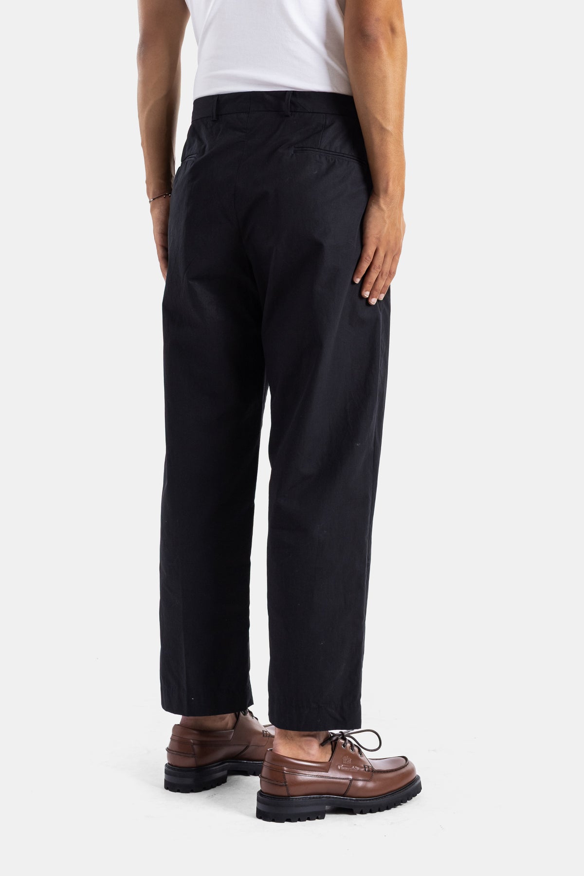 Black Linen and Cotton Straight Trousers