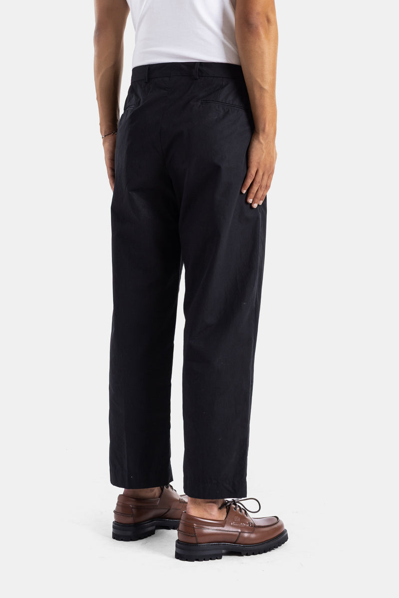 Black Linen and Cotton Straight Trousers