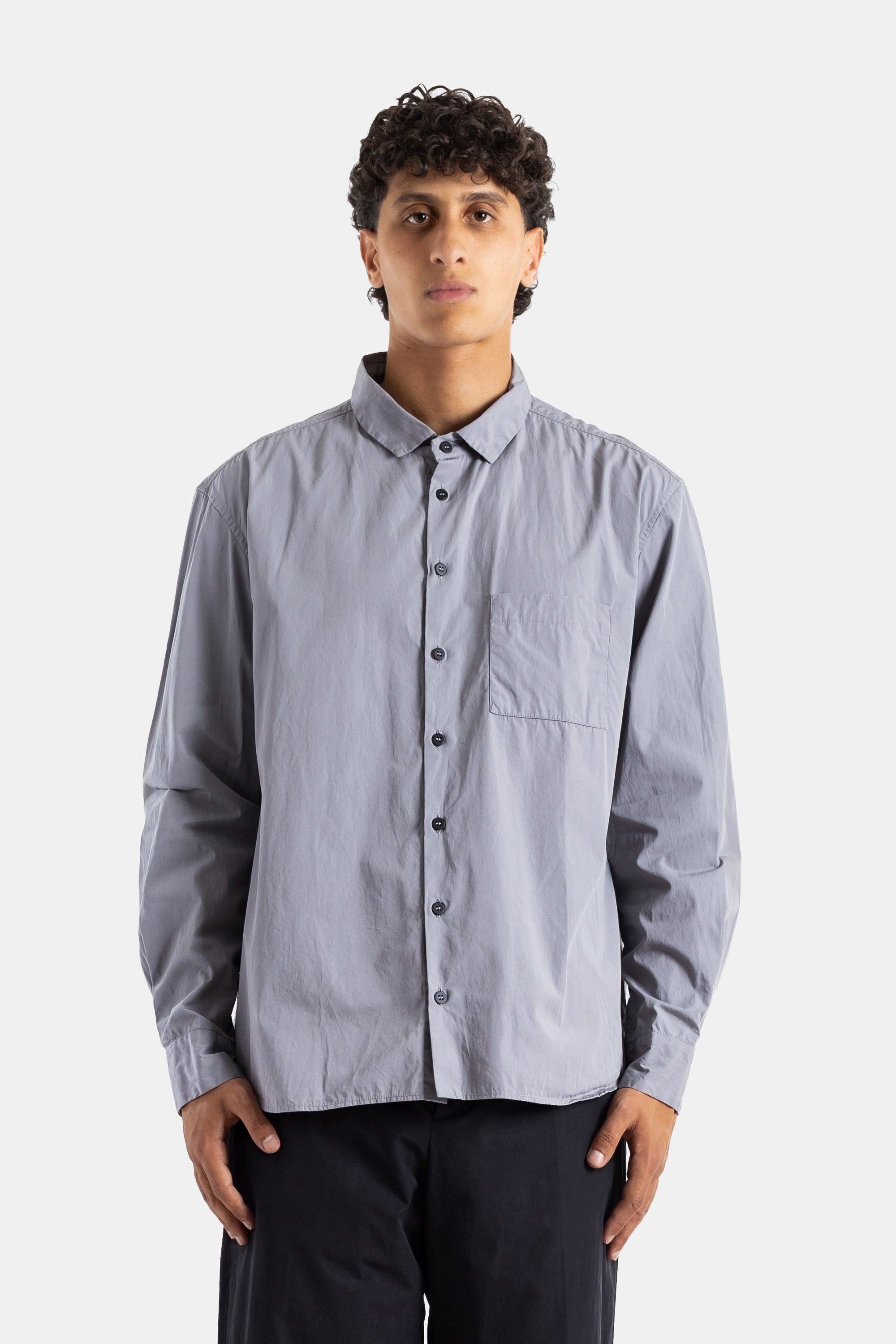 Washed Misty Grey Cotton Shirt Udo Shirt Bergfabel | Actuel B