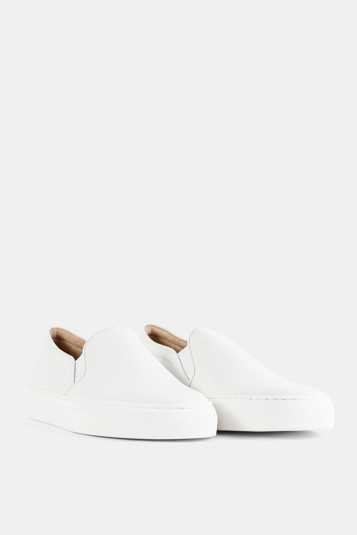 Brightway paire slip-on nappa blanche semelle épaisse blanche vue de côté basket luxe femme printemps été