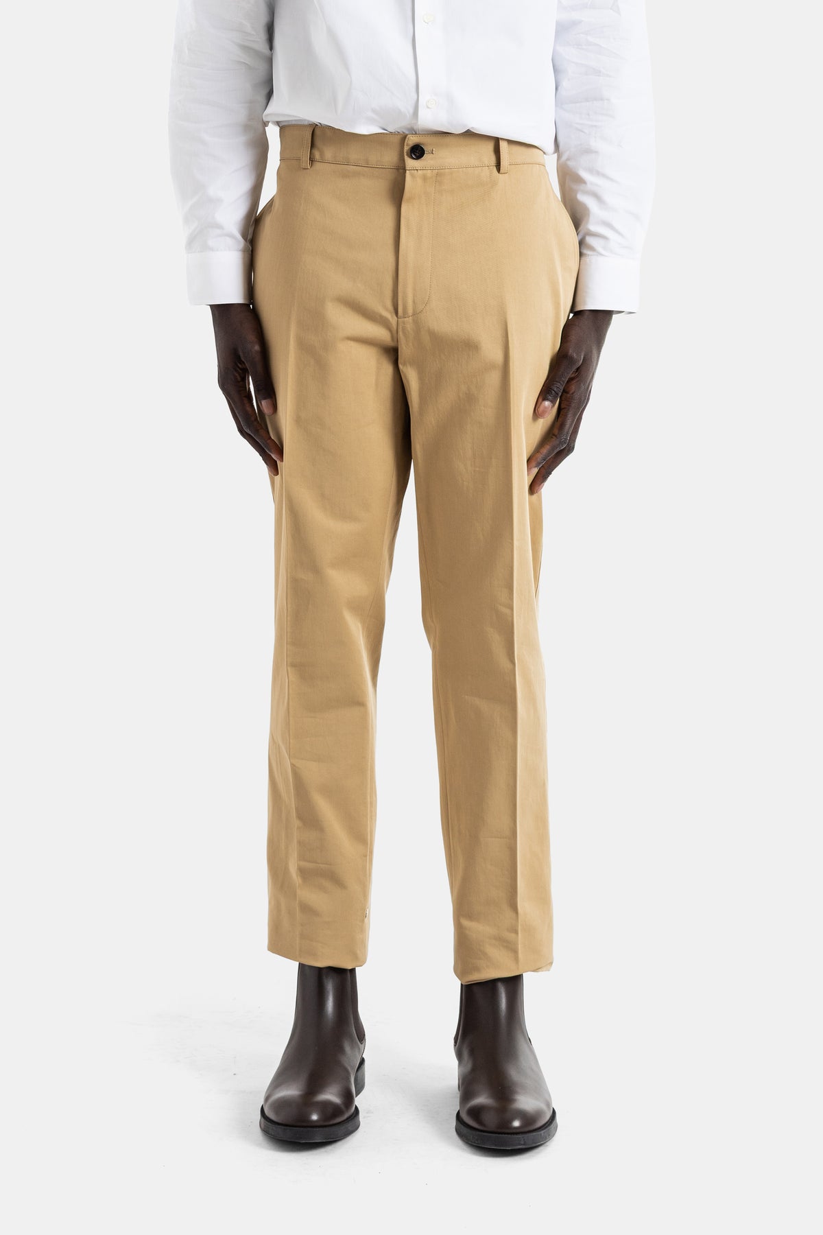 Cotton twill straight-leg chino camel Fred