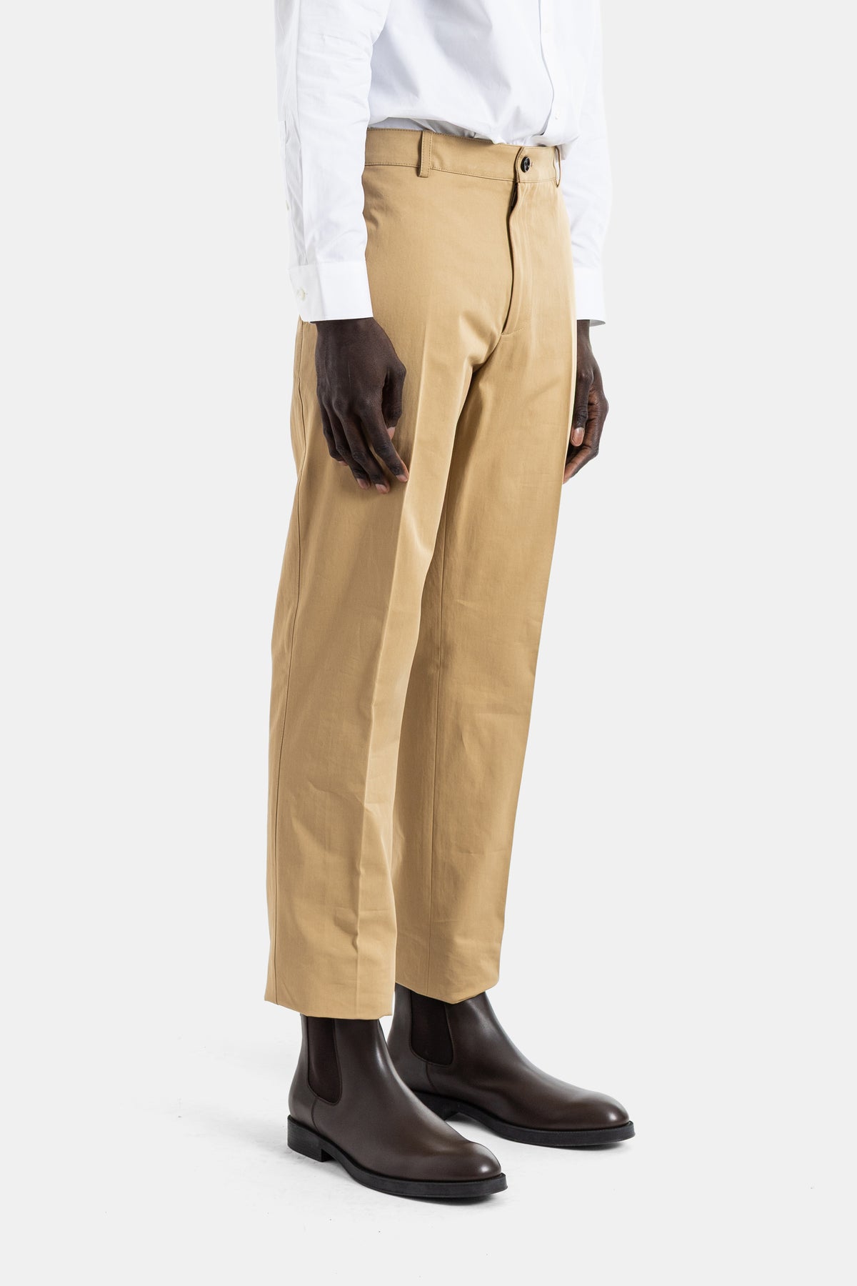 Cotton twill straight-leg chino camel Fred