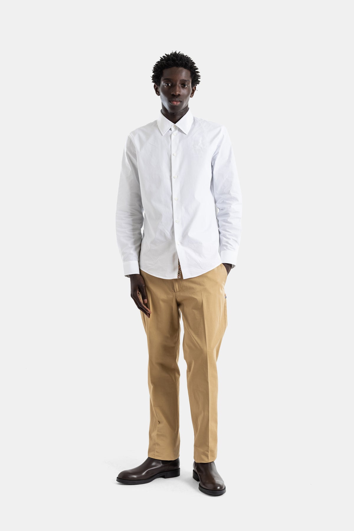 White cotton poplin shirt Sam
