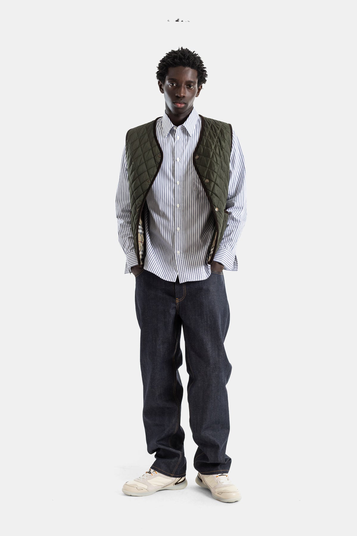 Gilet matelassé nylon vert olive passepoil cordé