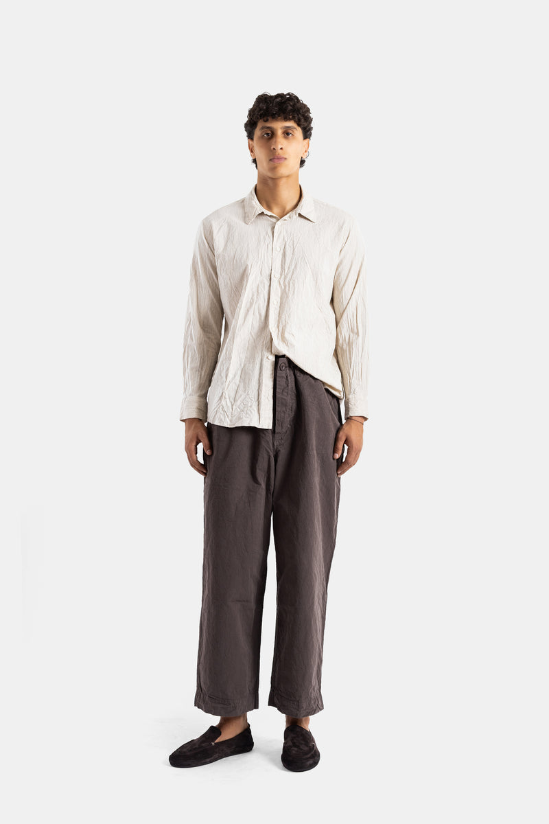Pantalon Abello coton crinkle brun