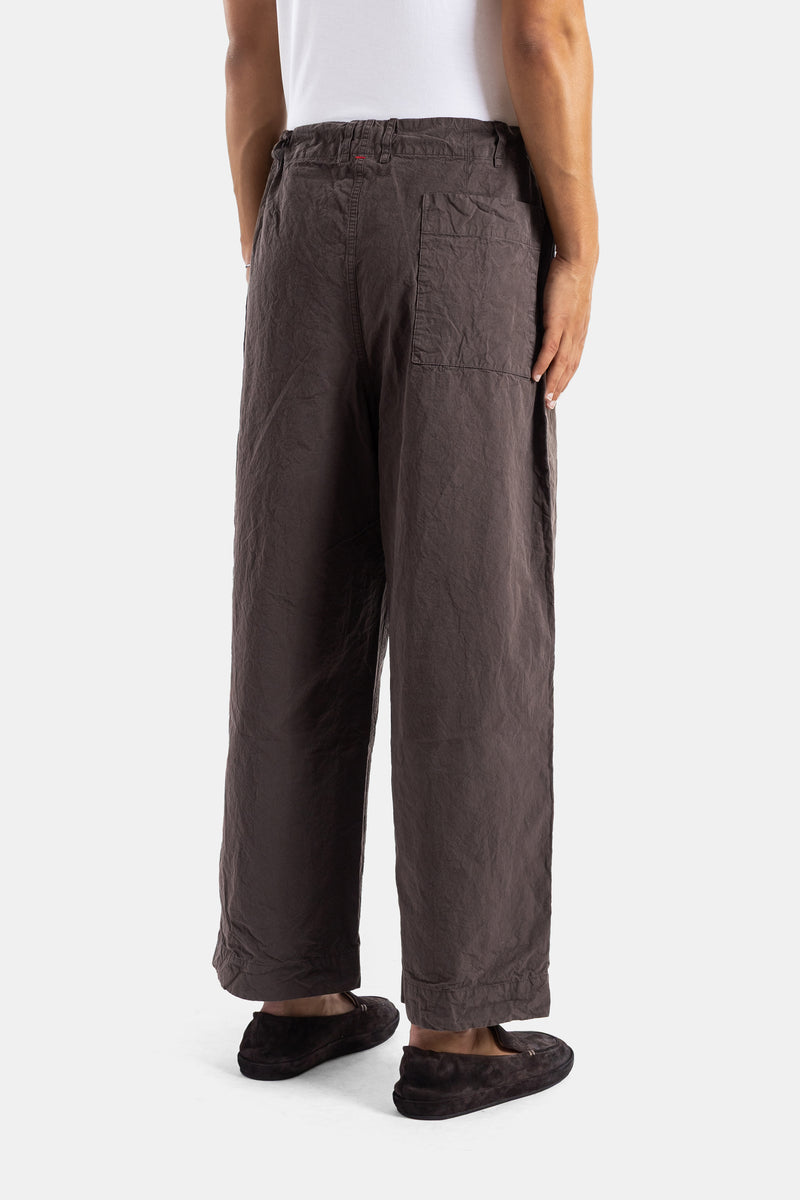 Abello Crinkle Cotton Trousers Brown