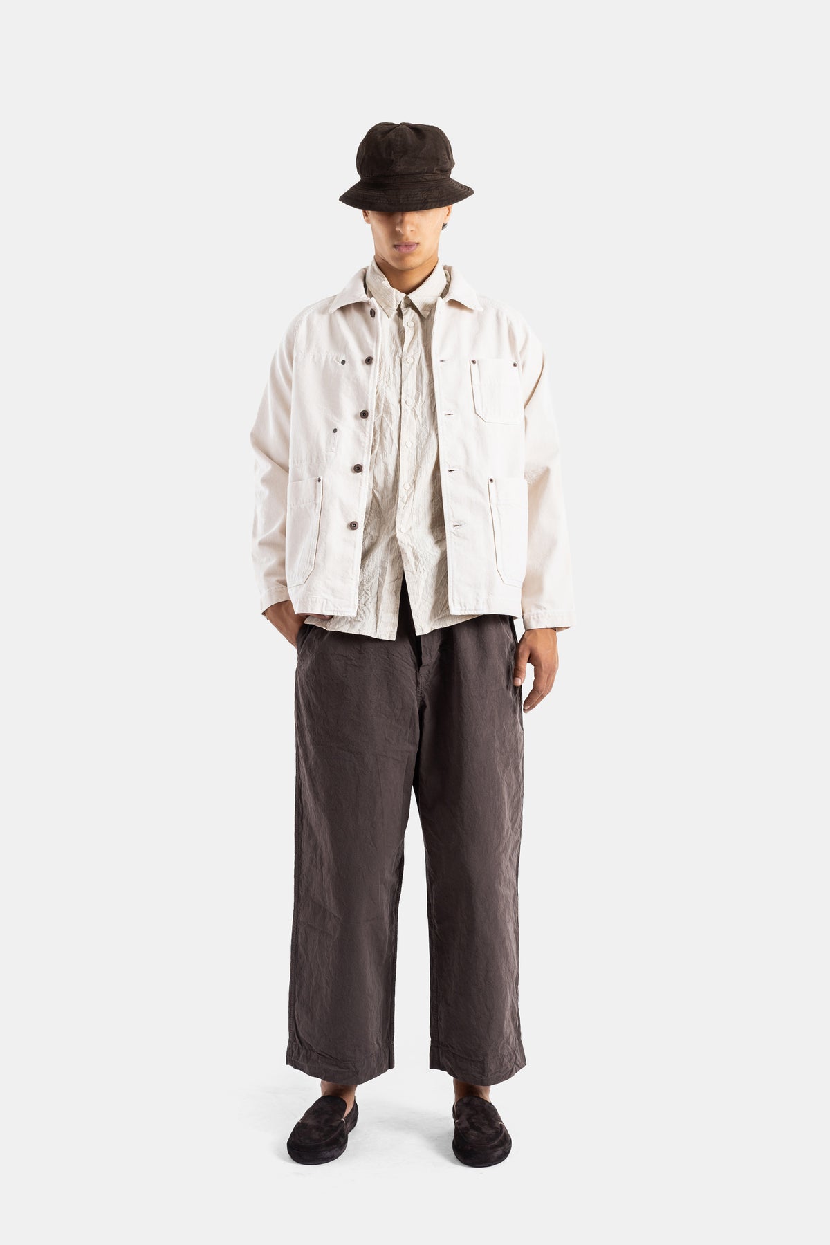 Abello Crinkle Cotton Trousers Brown