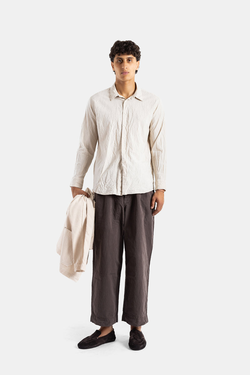 Chemise Fabiano coton rayé beige naturel