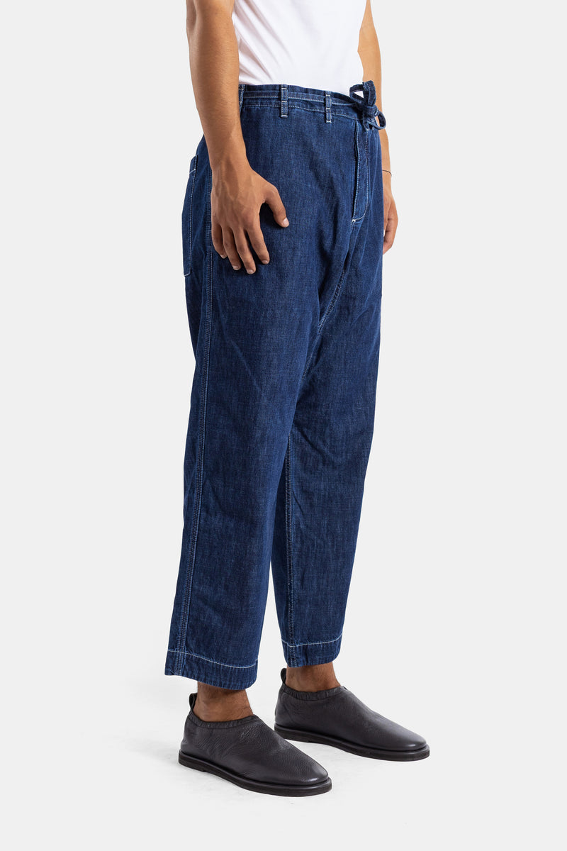 Tie Me Up Hose aus unbehandeltem Indigodenim