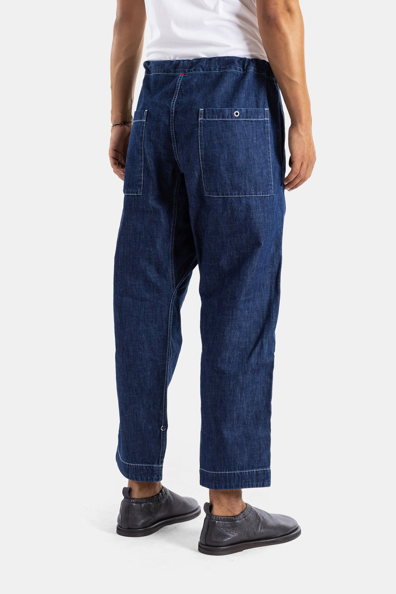 Tie Me Up Hose aus unbehandeltem Indigodenim