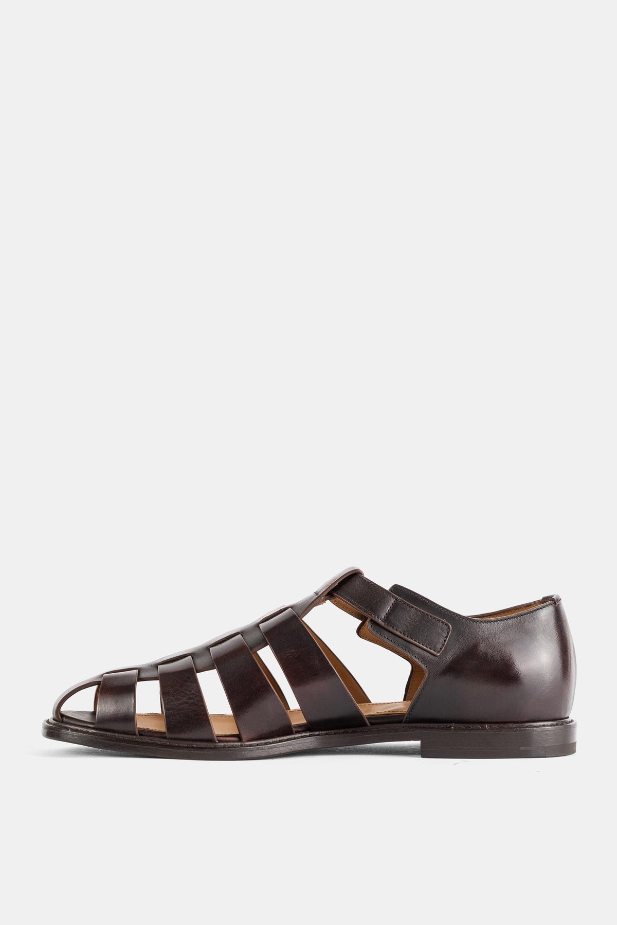 Fisherman Caged Leather Sandal Ebony Brown