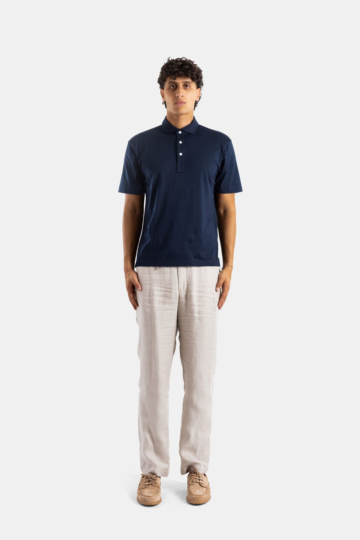 Polo à manches courtes en coton Pima bleu marine