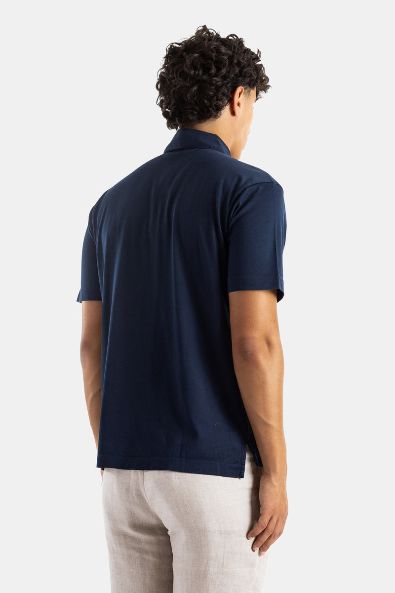 Polo à manches courtes en coton Pima bleu marine