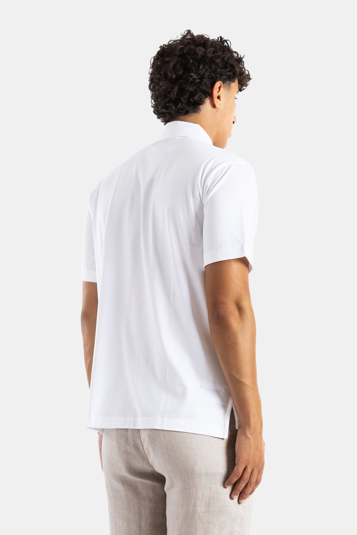 Optical White Pima Cotton Short-Sleeve Polo Shirt