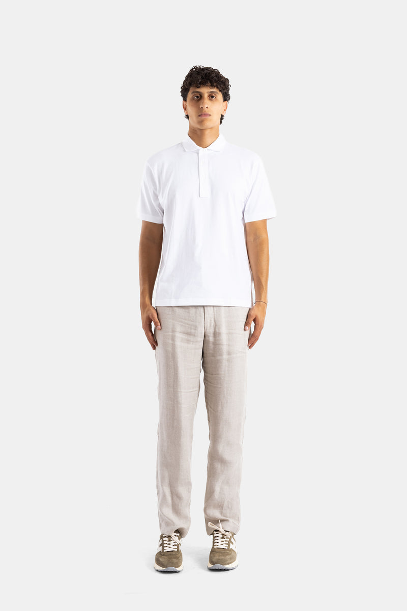 Optical White Pima Cotton Short-Sleeve Polo Shirt