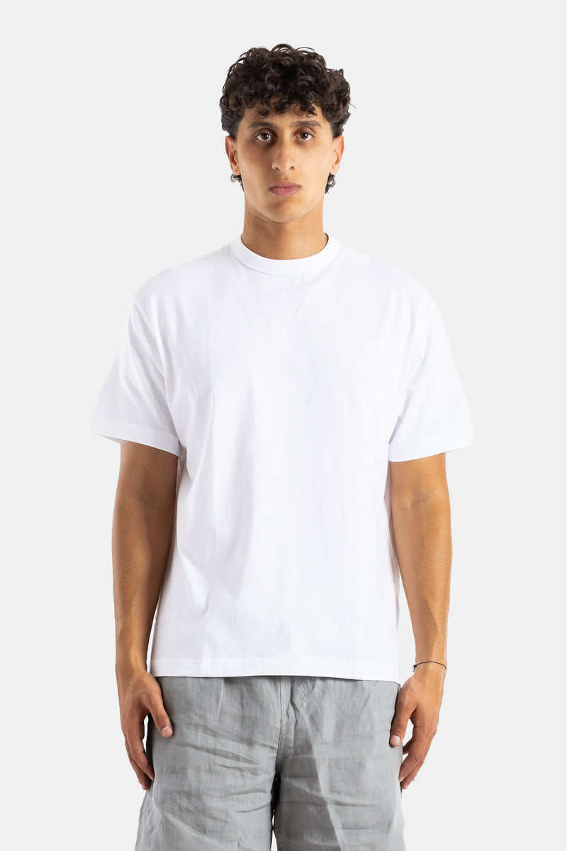 Handvaerk white Pima cotton oversized crew-neck t-shirt relaxed fit structured drape men FW25