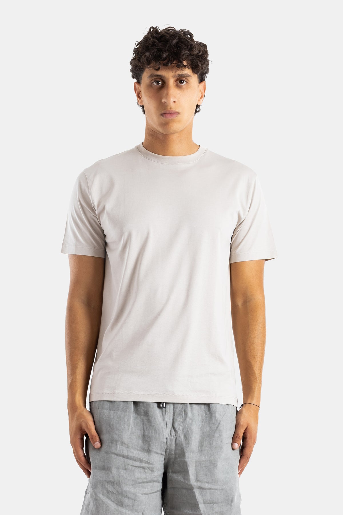 Handvaerk crew neck Pima cotton t-shirt foam white fitted minimalist men SS26