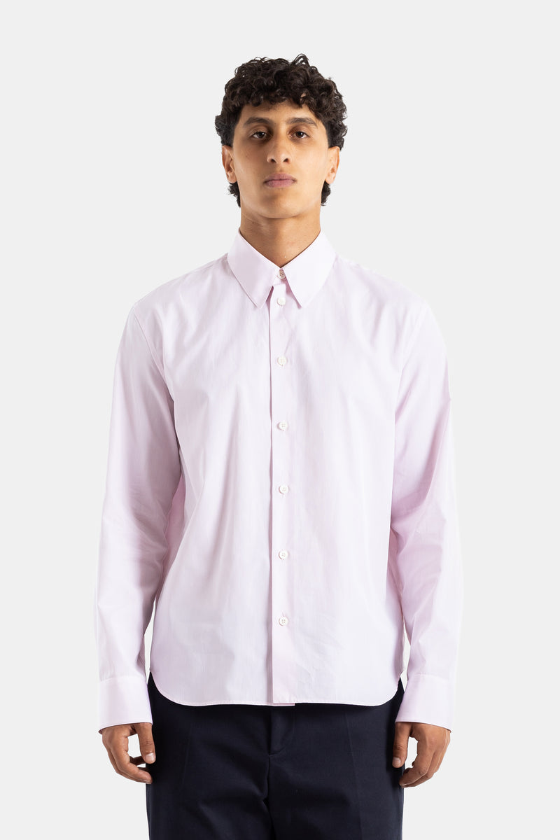 Jil Sander pale pink cotton poplin shirt loose fit buttoned collar long sleeves men SS26