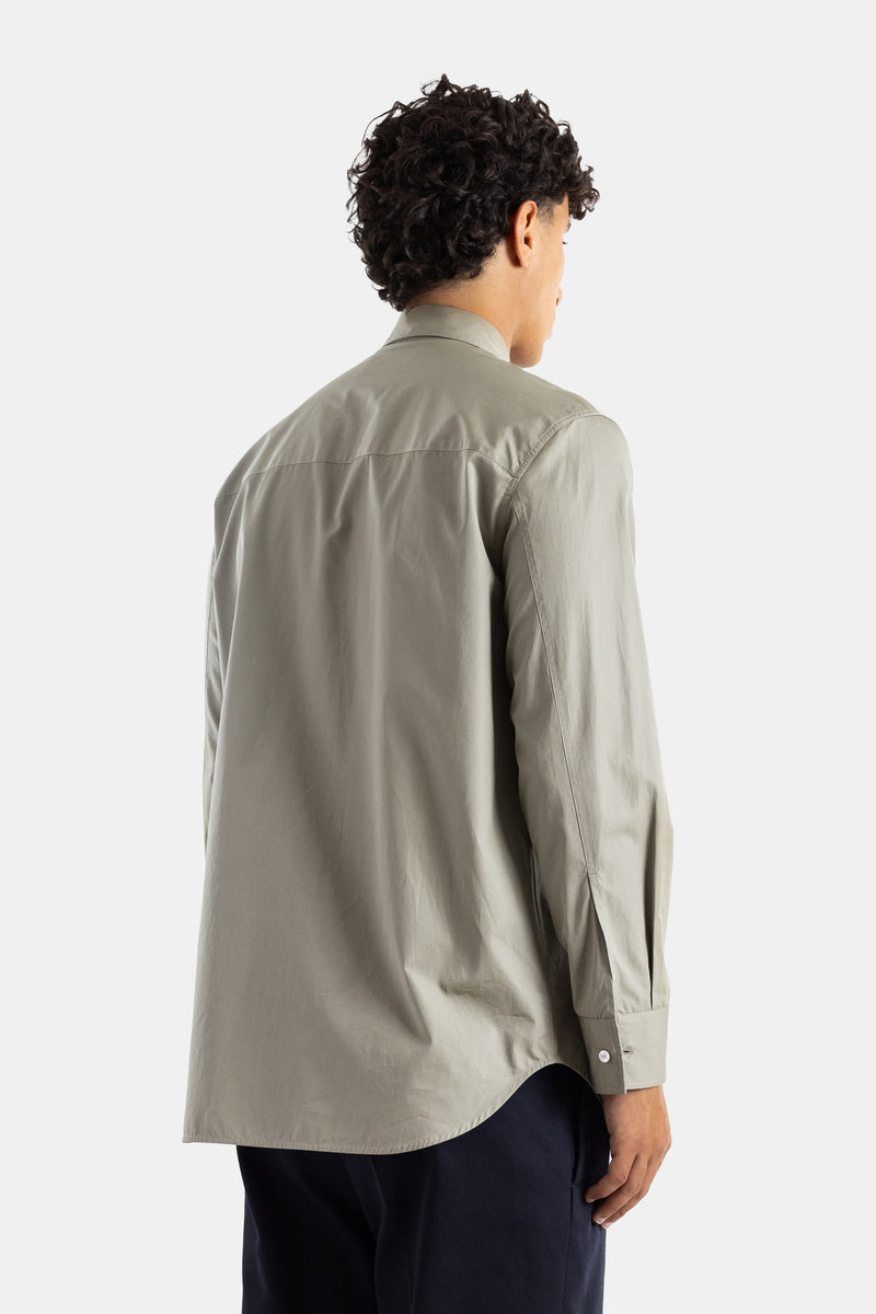 Camicia Ampia in Popeline di Cotone Verde Salvia